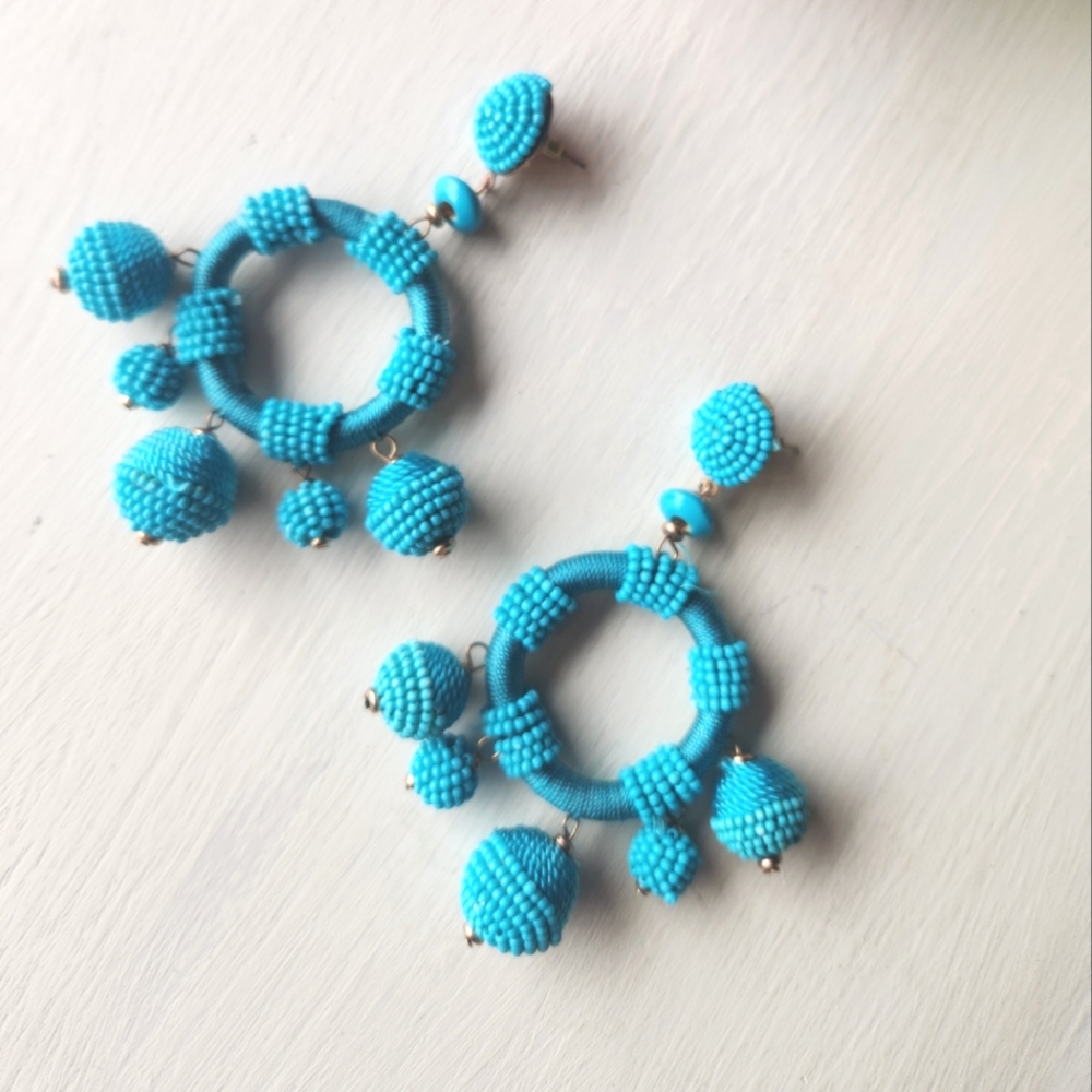 Zara Turquoise Hoops Beads Earrings